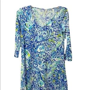 Lilly Pulitzer Erin Shift Dress Women’s Blue Crush Pattern Size Small